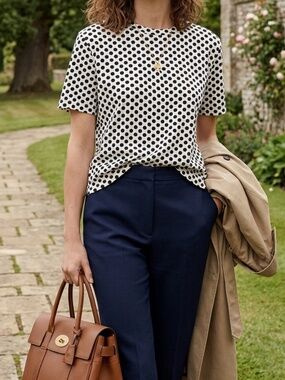 Mulberry Black & White Polka Dot Short Sleeve T-Shirt